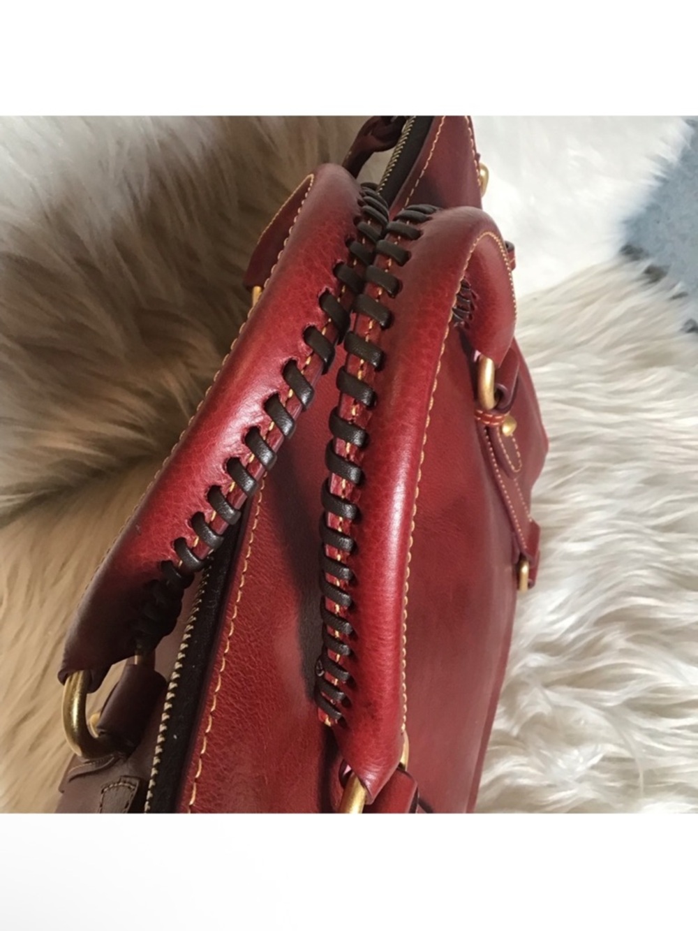 Dooney and Bourke Florentine Satchel in Bordeaux - Picture 4 of 16